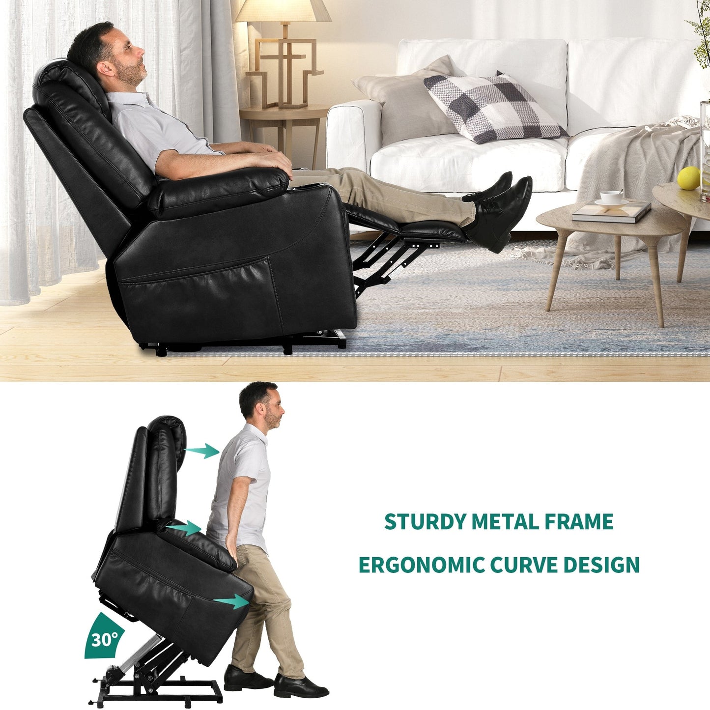 Modern Electric Lift Power Recliner Chair Heated Massage Sofa Lounge
