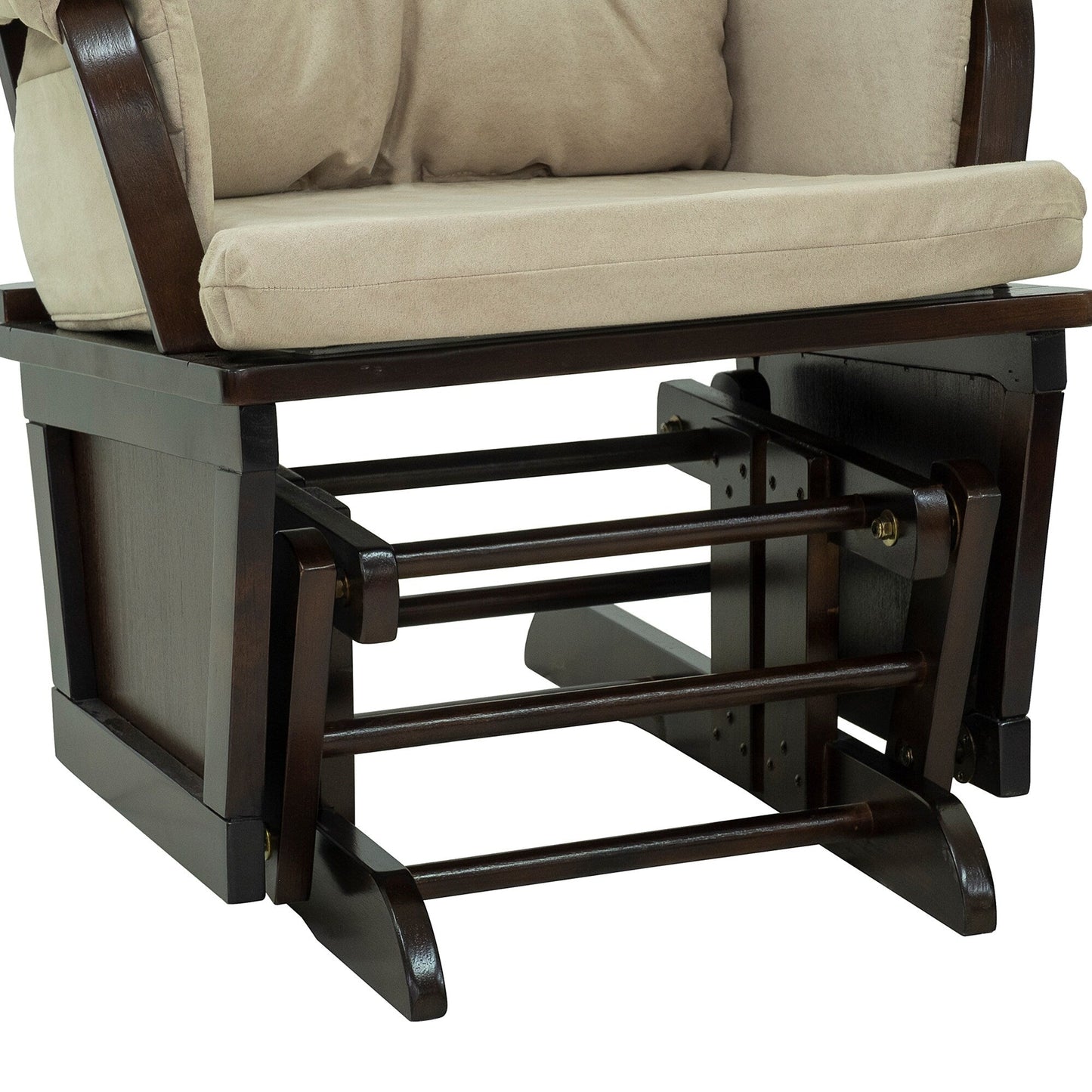 Modern Glider Rocking Chair Linen Upholstery Armchair with Matching Ottoman, Overstuffed Cushioning and Wooden Base