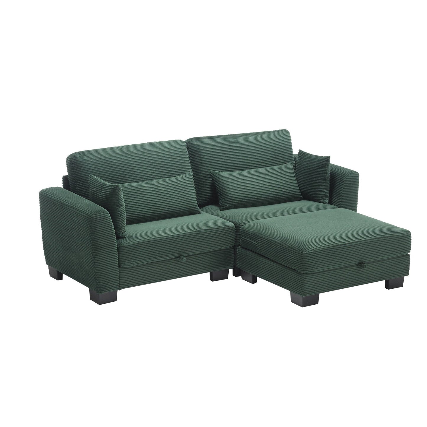 Modern L Shaped Upholstered Couch, 86.61 Velvet Modular 2 Seat Sectional Sofa with Storage Seats for Living Room and Apartment