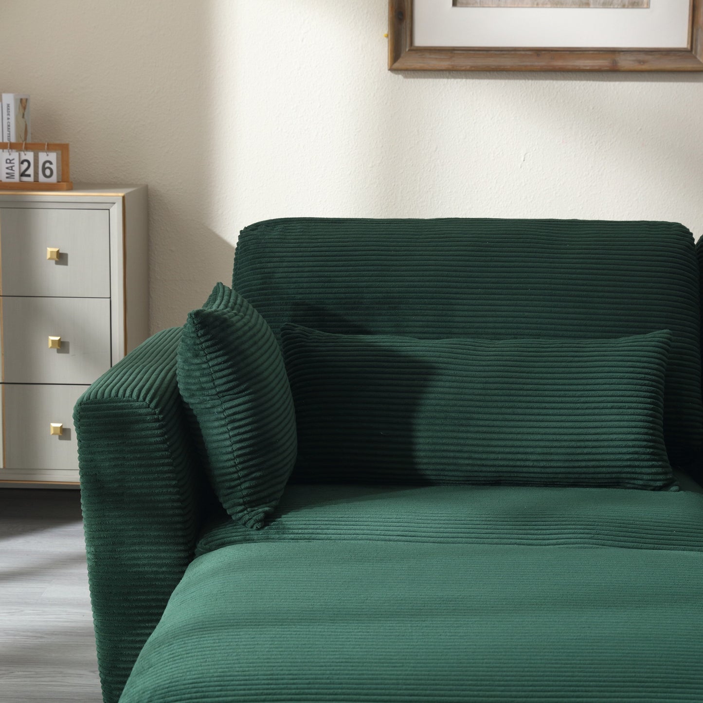 Modern L Shaped Upholstered Couch, 86.61 Velvet Modular 2 Seat Sectional Sofa with Storage Seats for Living Room and Apartment