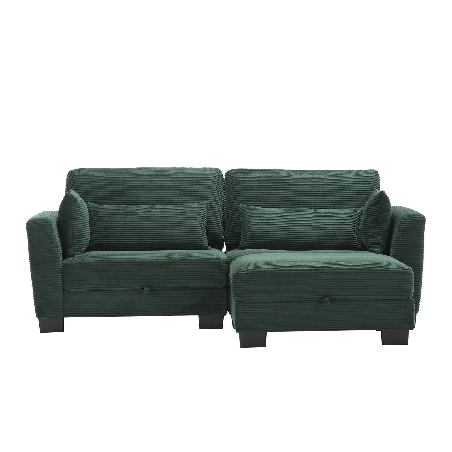 Modern L Shaped Upholstered Couch, 86.61 Velvet Modular 2 Seat Sectional Sofa with Storage Seats for Living Room and Apartment