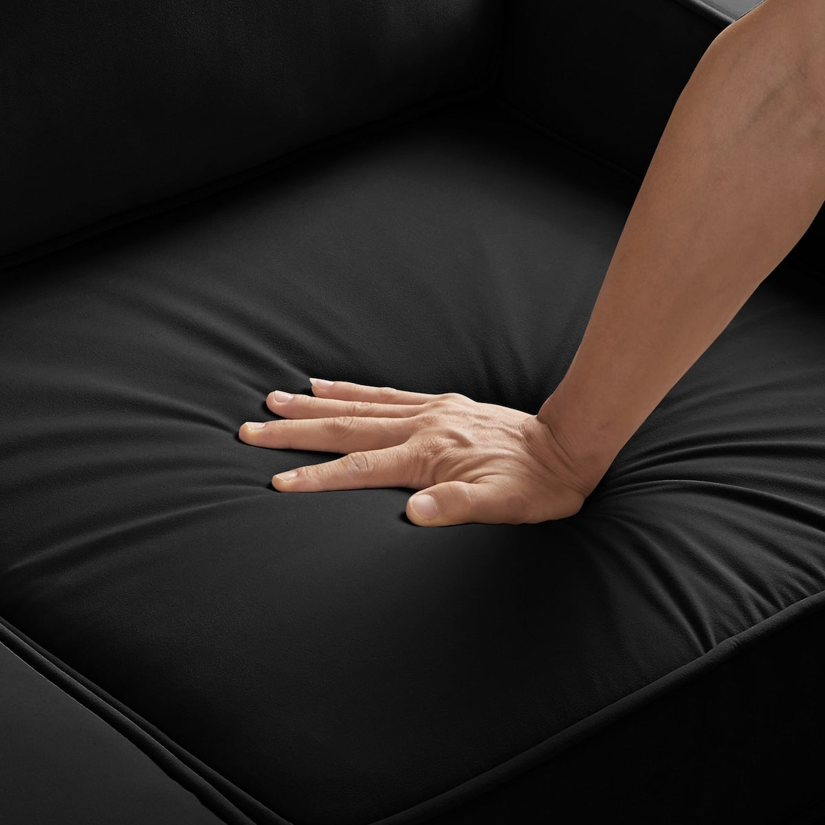 Modern Upholstered Sofa with Removable Cushions and Scooped Arms