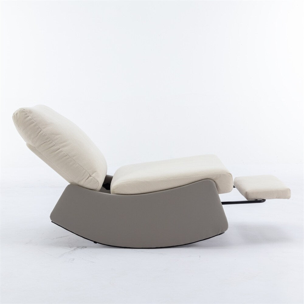 Modern Upholstered Rocking Chair Recliner w/ Footrest and Soft Padded