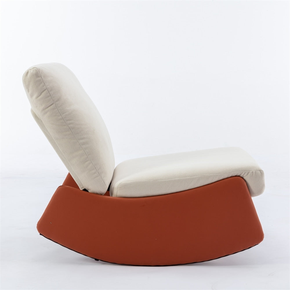 Modern Upholstered Rocking Chair Recliner w/ Footrest and Soft Padded