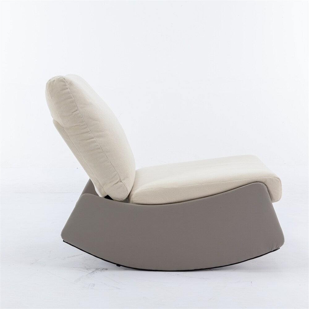 Modern Upholstered Rocking Chair Recliner w/ Footrest and Soft Padded
