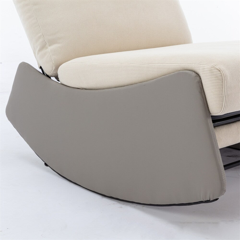 Modern Upholstered Rocking Chair Recliner w/ Footrest and Soft Padded
