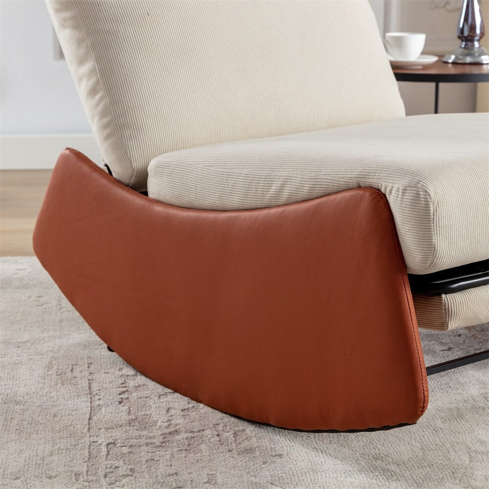Modern Upholstered Rocking Chair Recliner w/ Footrest and Soft Padded
