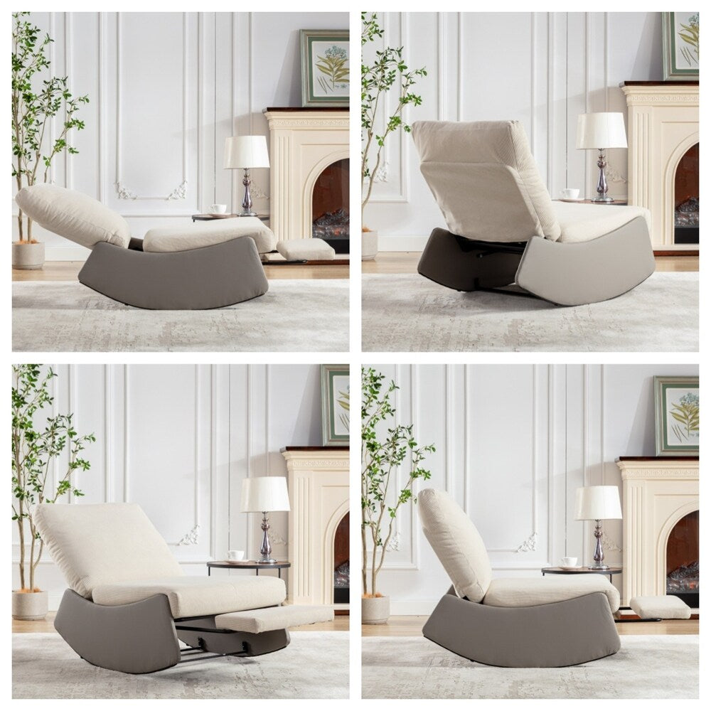 Modern Upholstered Rocking Chair Recliner w/ Footrest and Soft Padded