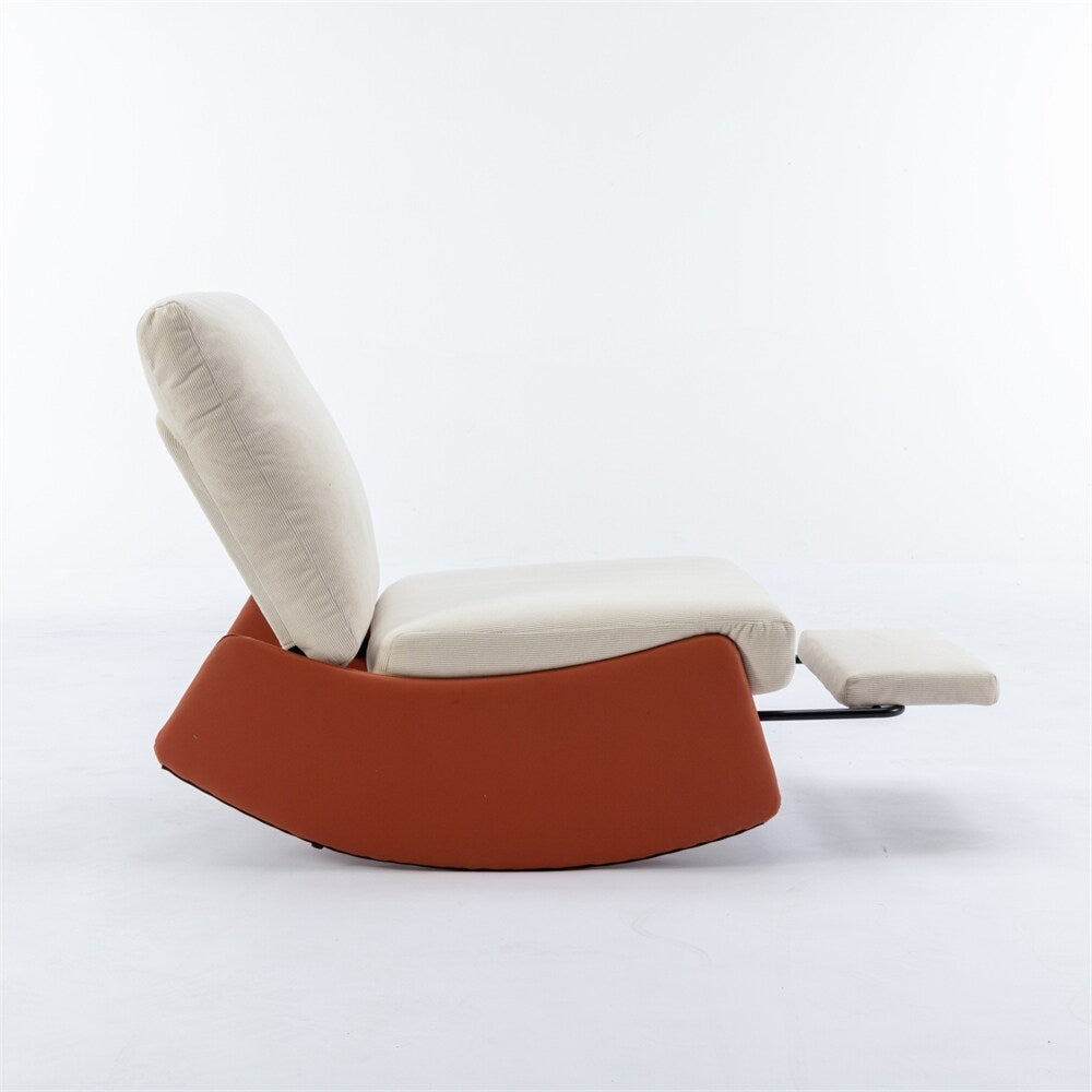 Modern Upholstered Rocking Chair Recliner w/ Footrest and Soft Padded