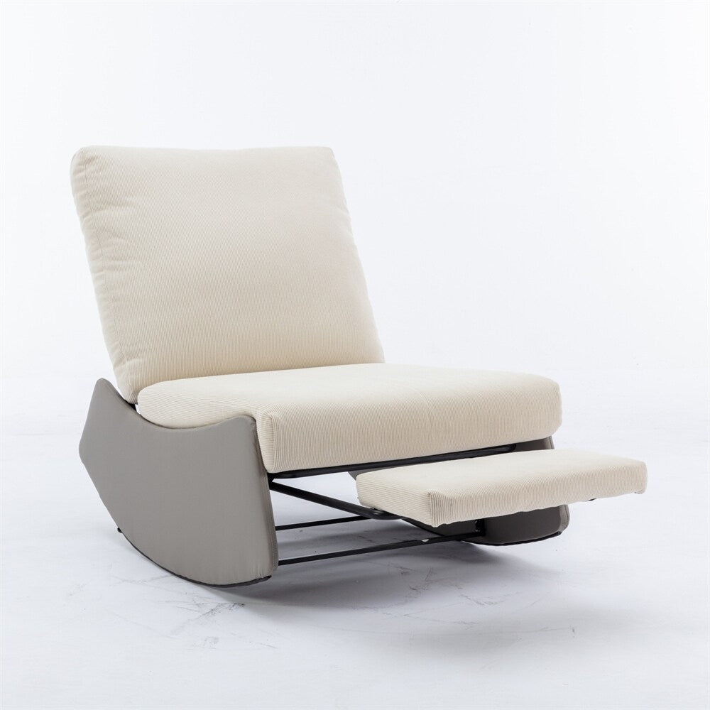 Modern Upholstered Rocking Chair Recliner w/ Footrest and Soft Padded