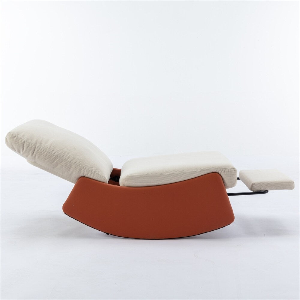 Modern Upholstered Rocking Chair Recliner w/ Footrest and Soft Padded