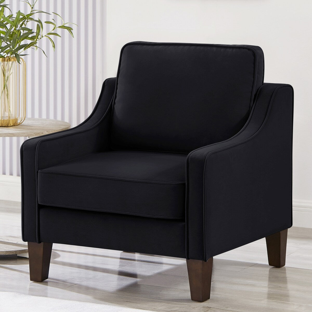 Modern Upholstered Sofa with Removable Cushions and Scooped Arms