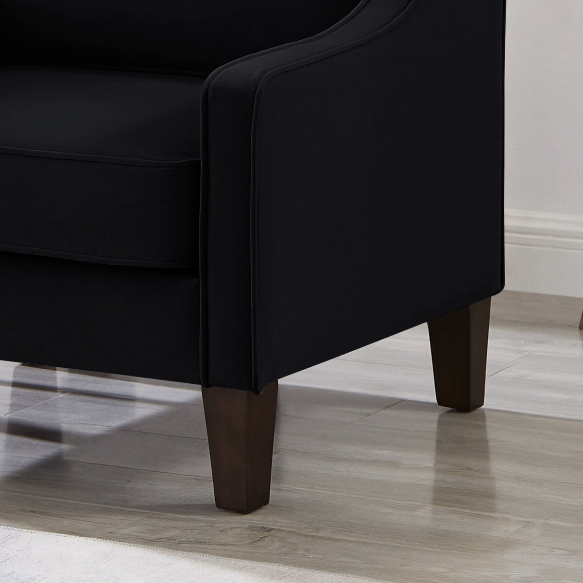 Modern Upholstered Sofa with Removable Cushions and Scooped Arms