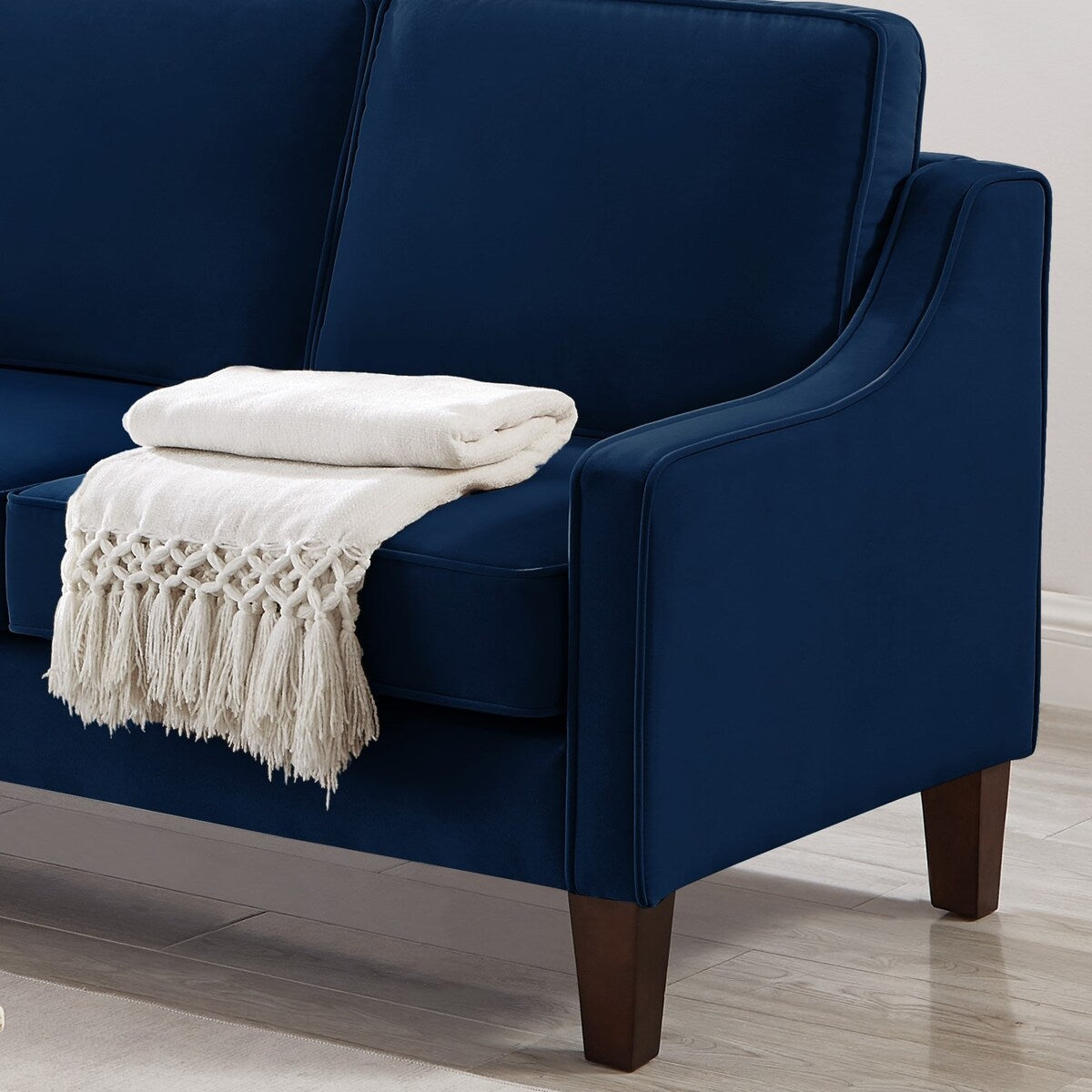 Modern Upholstered Sofa with Removable Cushions and Scooped Arms