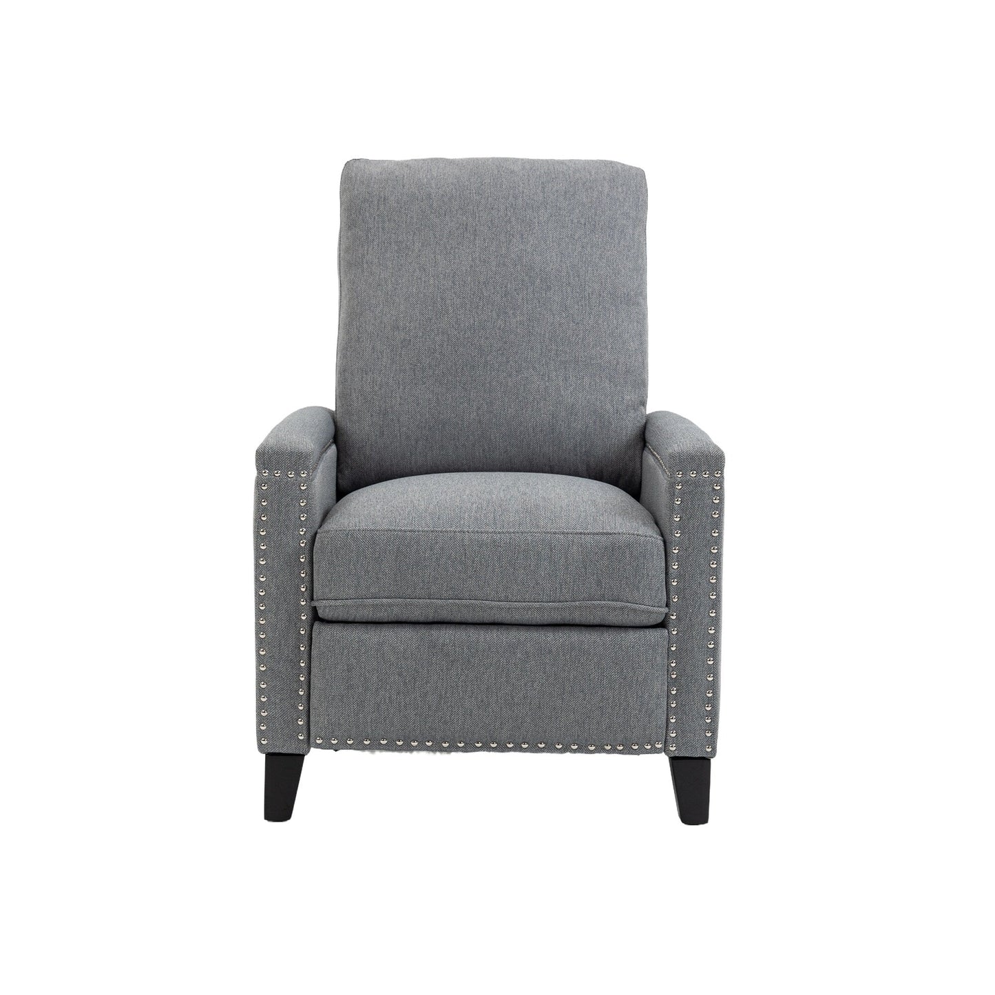 Modern Velvet Manual Recliner with Cushions and Nailhead Decoration