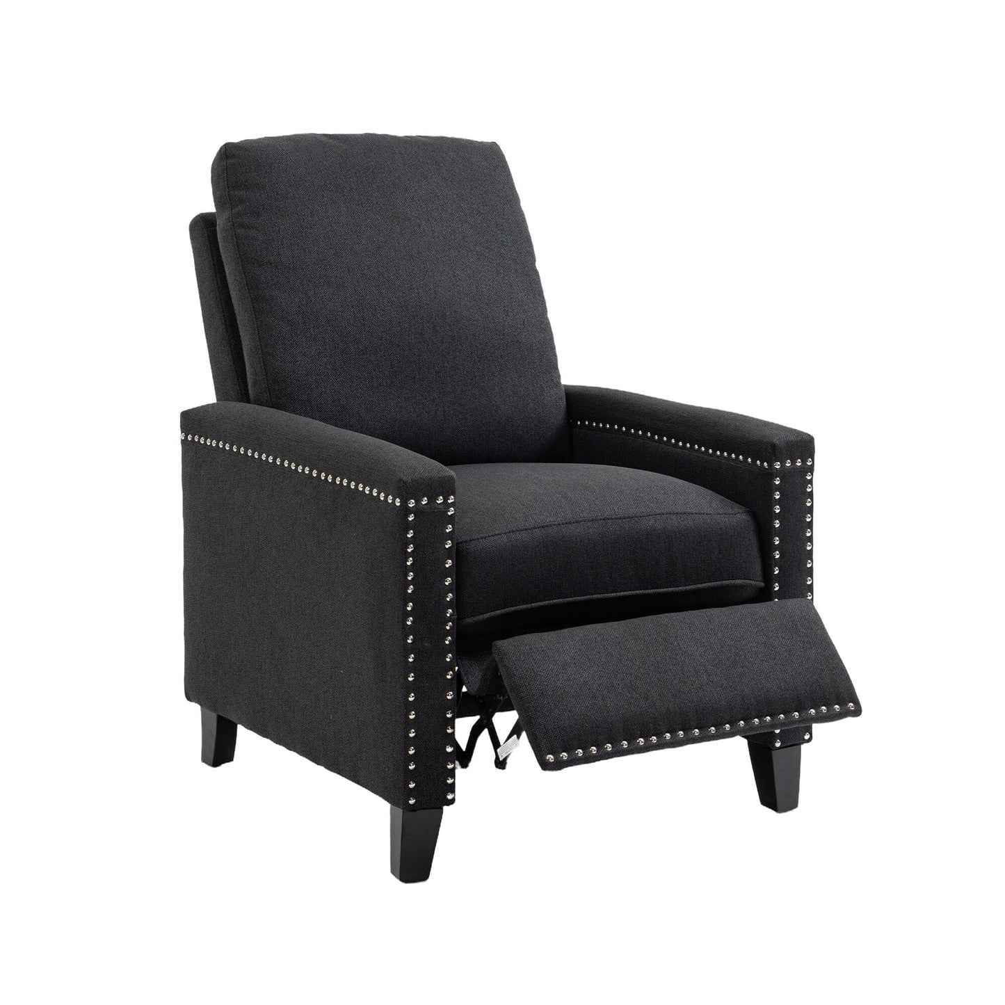 Modern Velvet Manual Recliner with Cushions and Nailhead Decoration