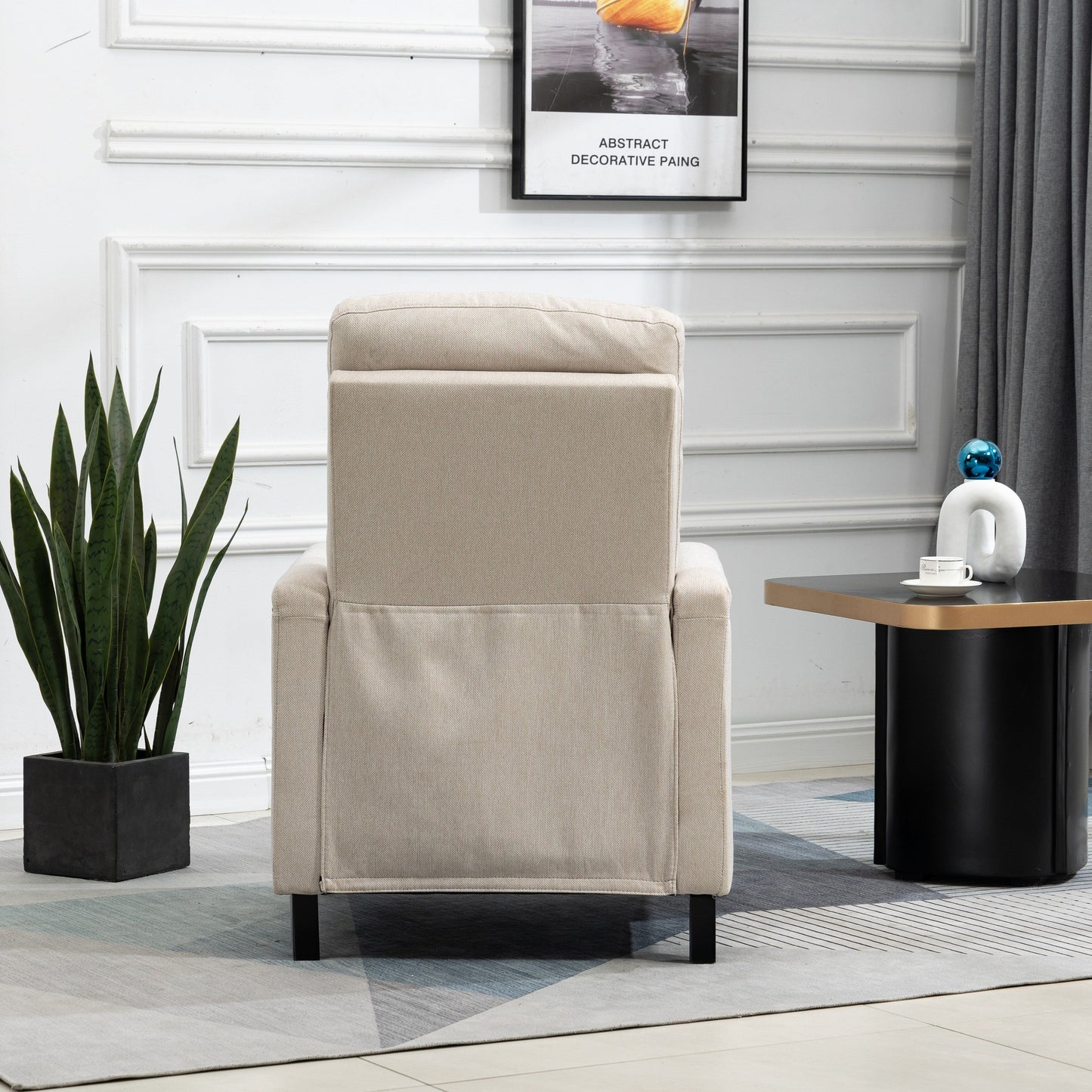 Modern Velvet Manual Recliner with Cushions and Nailhead Decoration