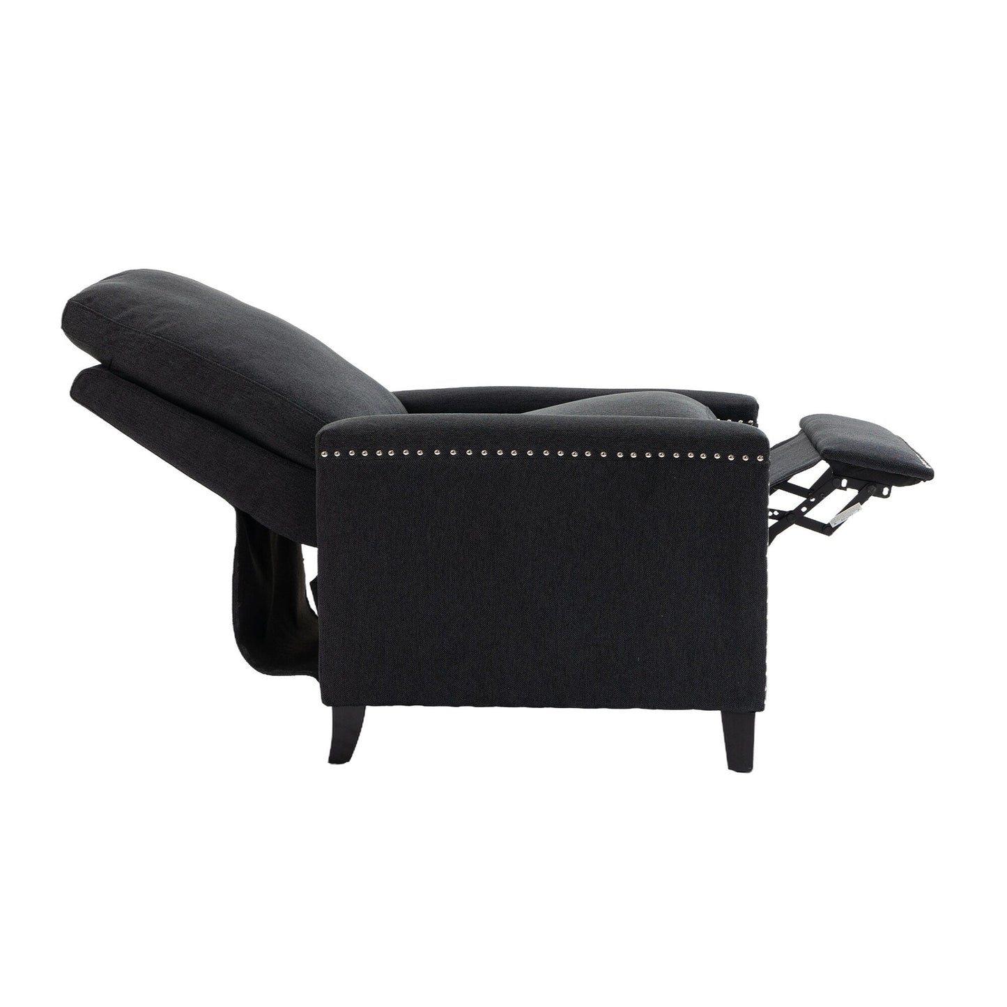 Modern Velvet Manual Recliner with Cushions and Nailhead Decoration