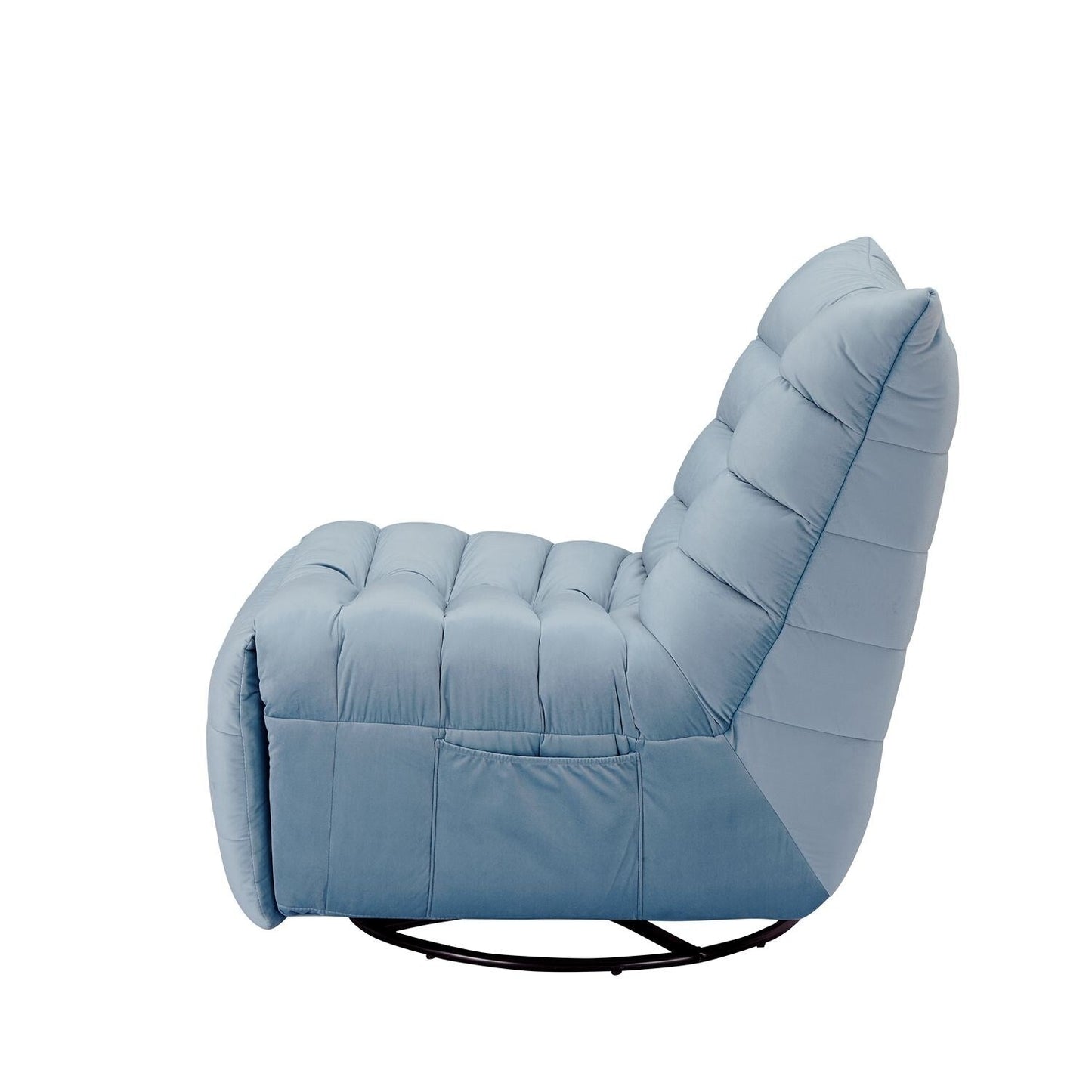 Modern Velvet Recliner Armless Lazy Sofa with Side Pocket and Manual Recline Function for Small Spaces