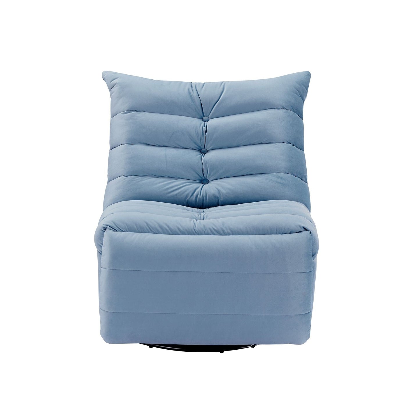 Modern Velvet Recliner Armless Lazy Sofa with Side Pocket and Manual Recline Function for Small Spaces