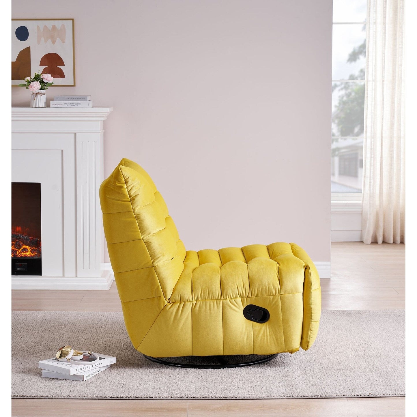 Modern Velvet Recliner Armless Lazy Sofa with Side Pocket and Manual Recline Function for Small Spaces