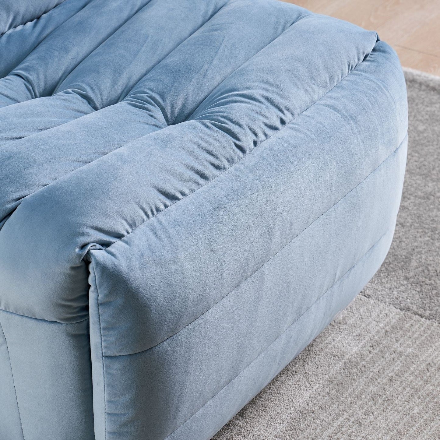 Modern Velvet Recliner Armless Lazy Sofa with Side Pocket and Manual Recline Function for Small Spaces
