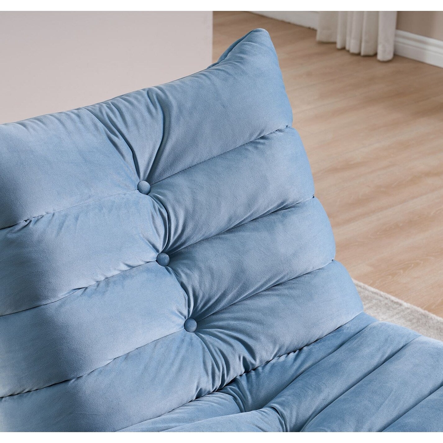 Modern Velvet Recliner Armless Lazy Sofa with Side Pocket and Manual Recline Function for Small Spaces