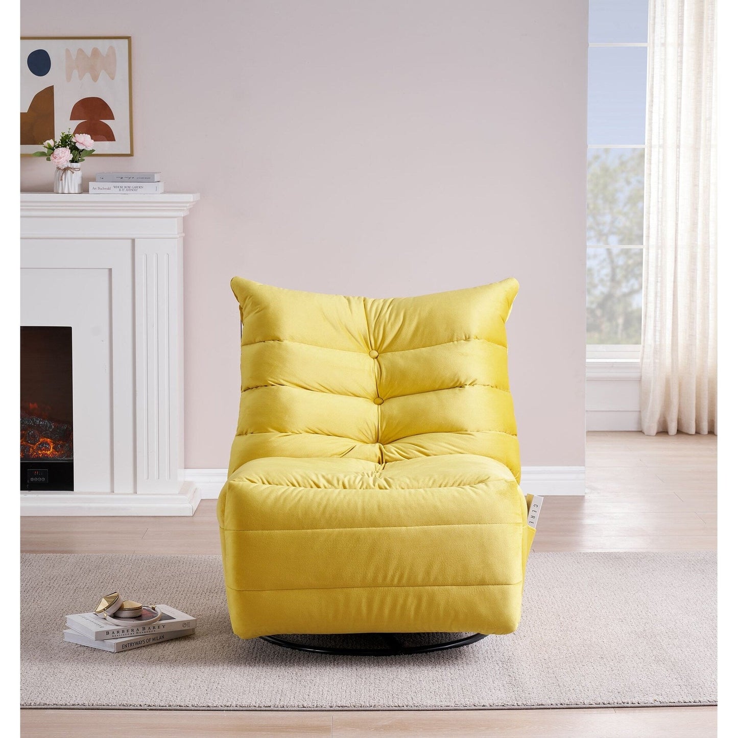Modern Velvet Recliner Armless Lazy Sofa with Side Pocket and Manual Recline Function for Small Spaces