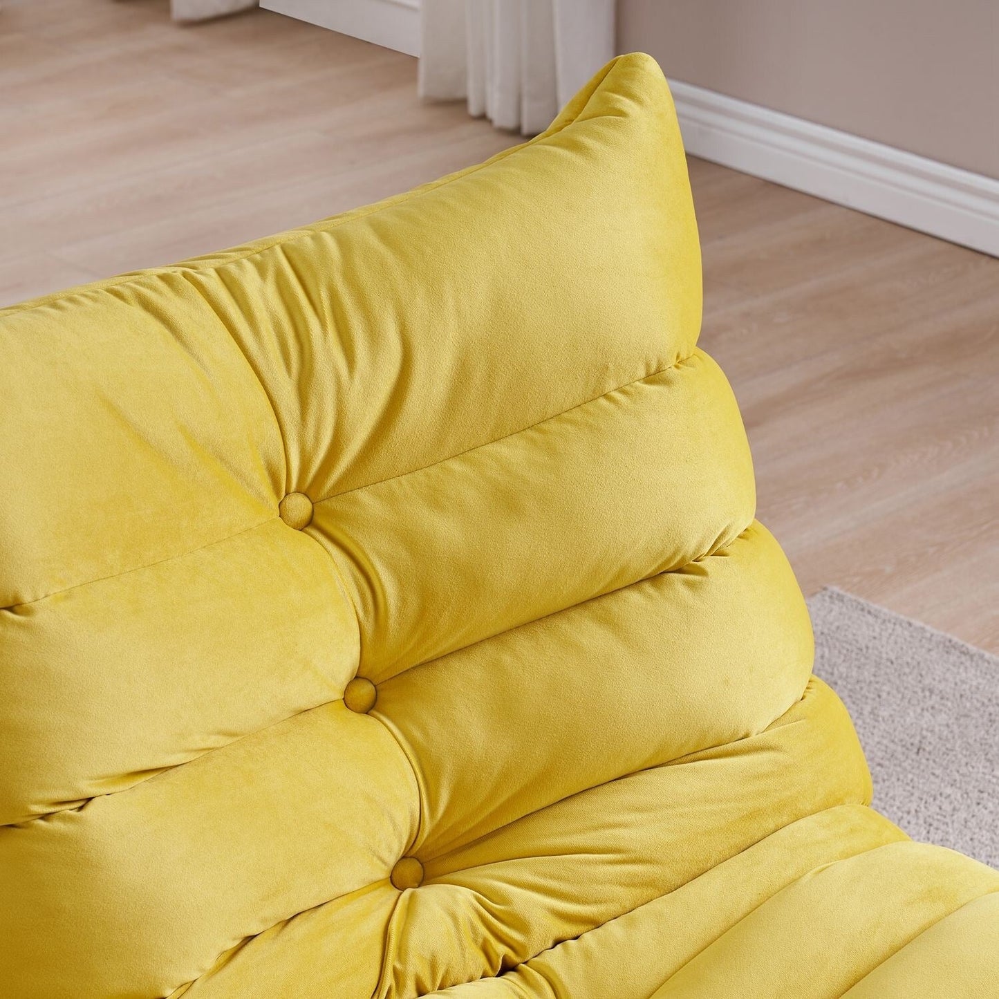 Modern Velvet Recliner Armless Lazy Sofa with Side Pocket and Manual Recline Function for Small Spaces