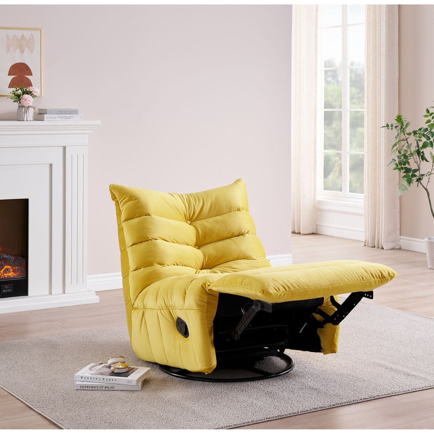 Modern Velvet Recliner Armless Lazy Sofa with Side Pocket and Manual Recline Function for Small Spaces