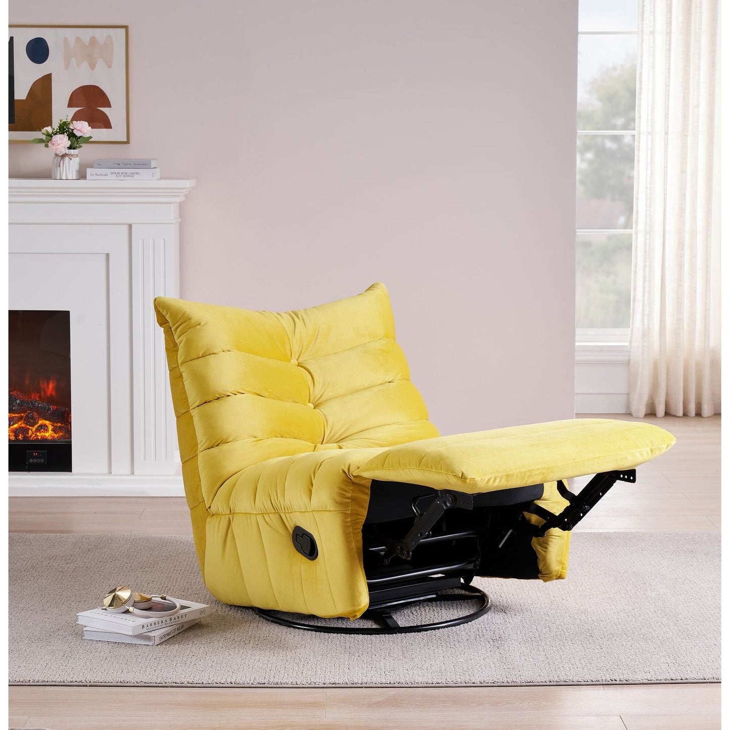 Modern Velvet Recliner Armless Lazy Sofa with Side Pocket and Manual Recline Function for Small Spaces