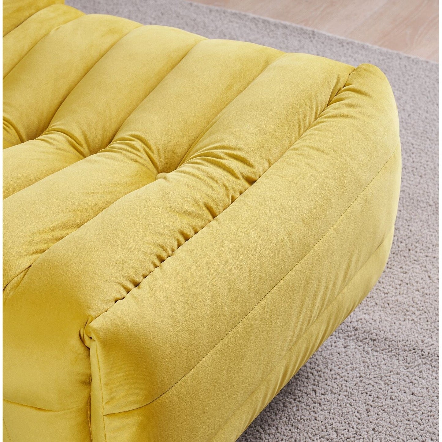 Modern Velvet Recliner Armless Lazy Sofa with Side Pocket and Manual Recline Function for Small Spaces