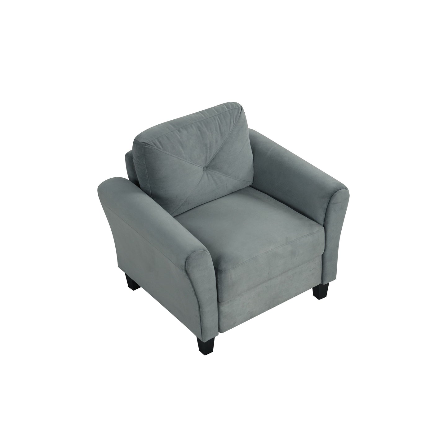 Modern Velvet Upholstered Sofa with Angled Backrest and Solid Wood Frame for Living Room Office Small Spaces