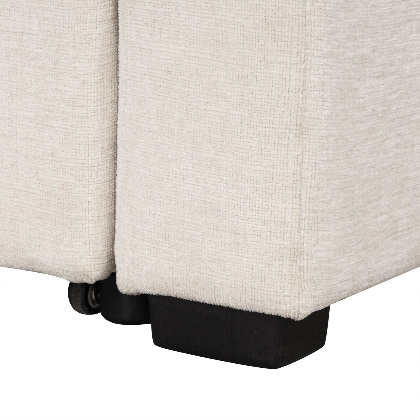 Modular Chenille Pull-Out Sleeper Sofa with Movable Storage Ottoman and USB Ports for Living Room