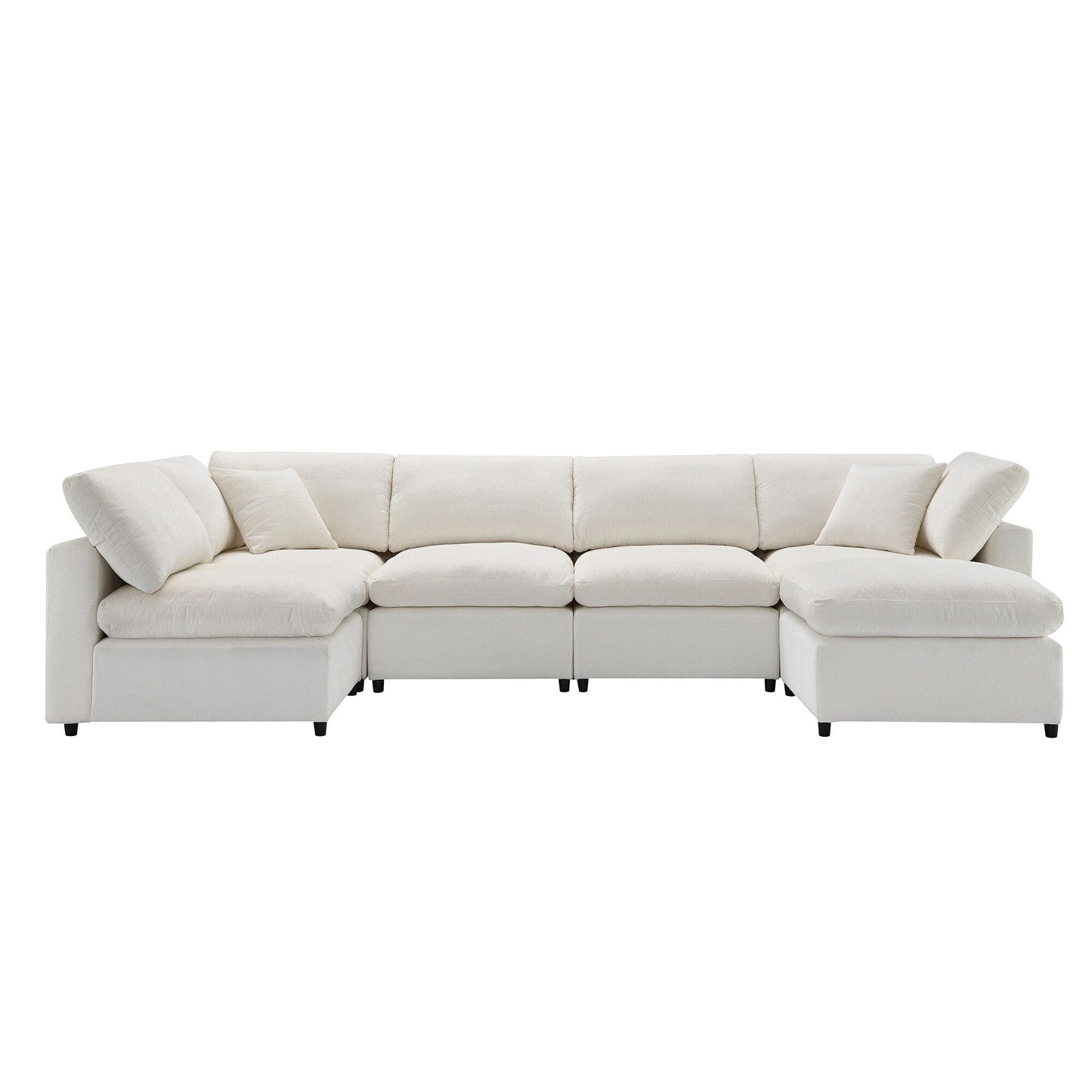 Modular Cloud Sofa Bed,Chenille Sectional Couch Set With Ottoman,Free Combination,Convertible U Shaped Sleeper Sofa