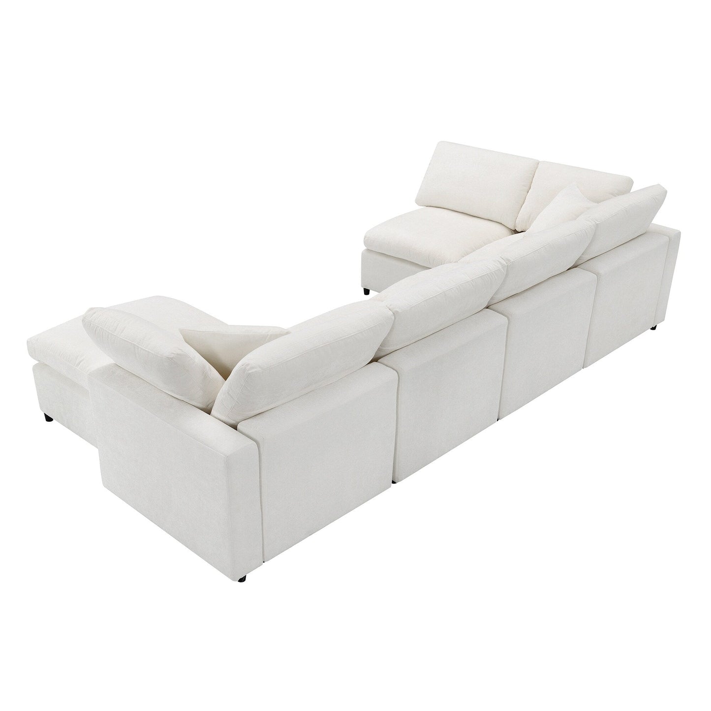 Modular Cloud Sofa Bed,Chenille Sectional Couch Set With Ottoman,Free Combination,Convertible U Shaped Sleeper Sofa
