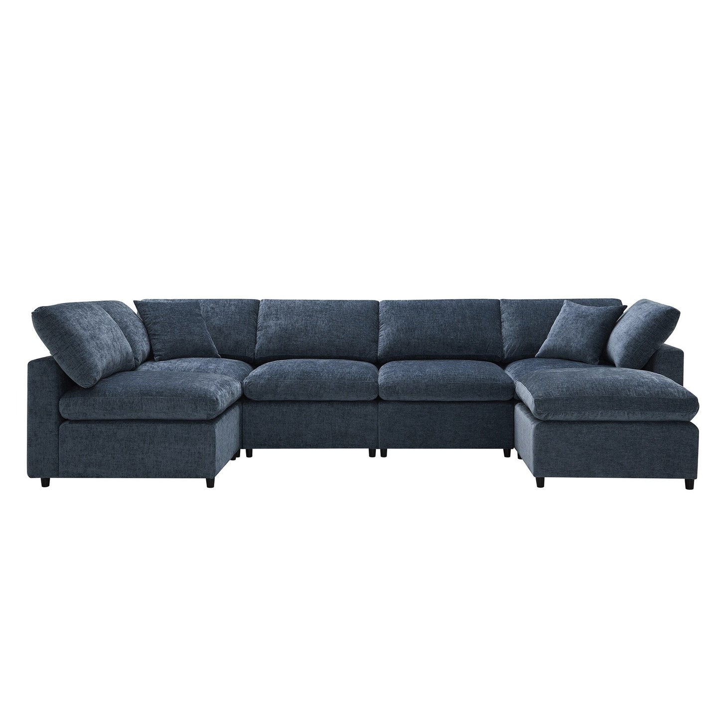 Modular Cloud Sofa Bed,Chenille Sectional Couch Set With Ottoman,Free Combination,Convertible U Shaped Sleeper Sofa