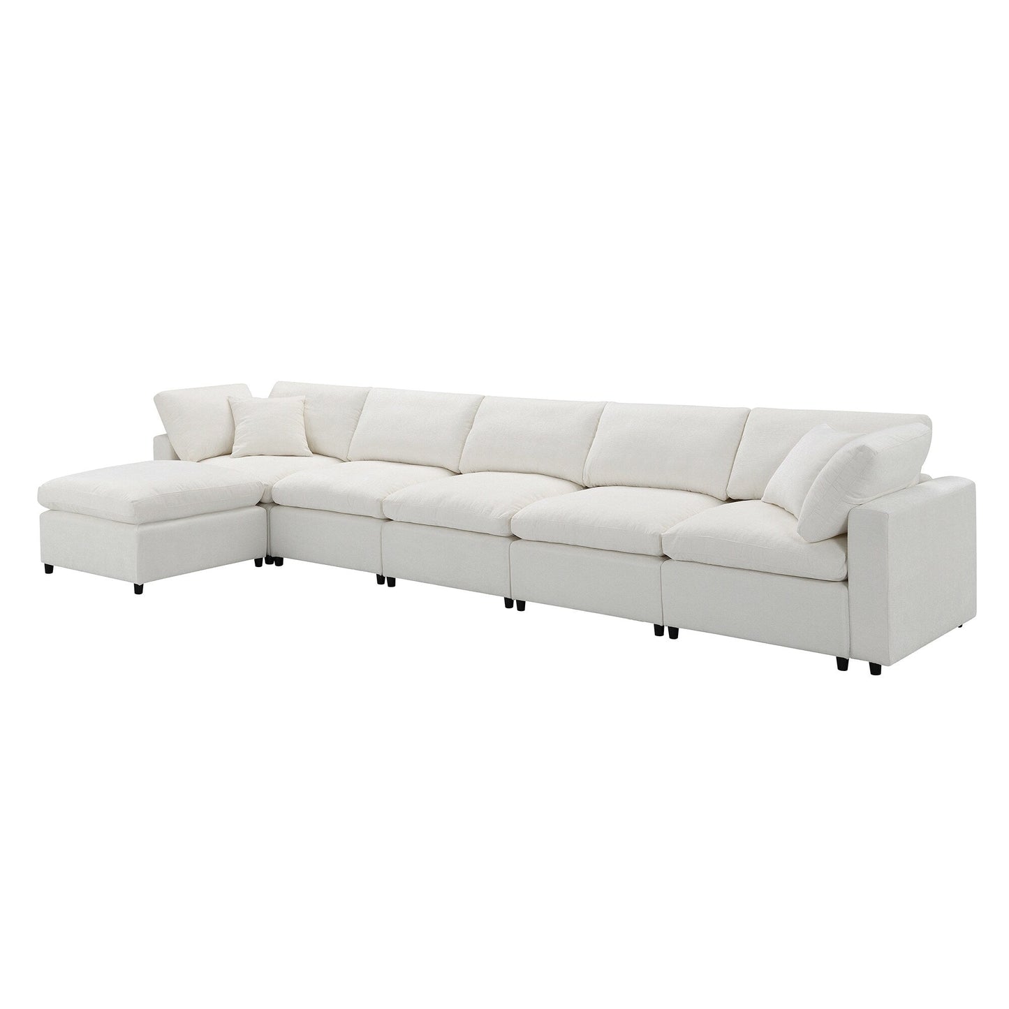 Modular Cloud Sofa Bed,Chenille Sectional Couch Set With Ottoman,Free Combination,Convertible U Shaped Sleeper Sofa