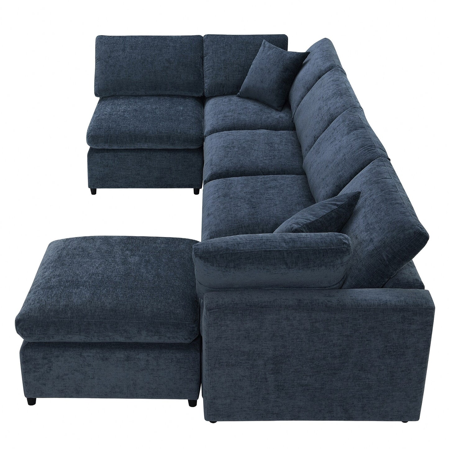 Modular Cloud Sofa Bed,Chenille Sectional Couch Set With Ottoman,Free Combination,Convertible U Shaped Sleeper Sofa