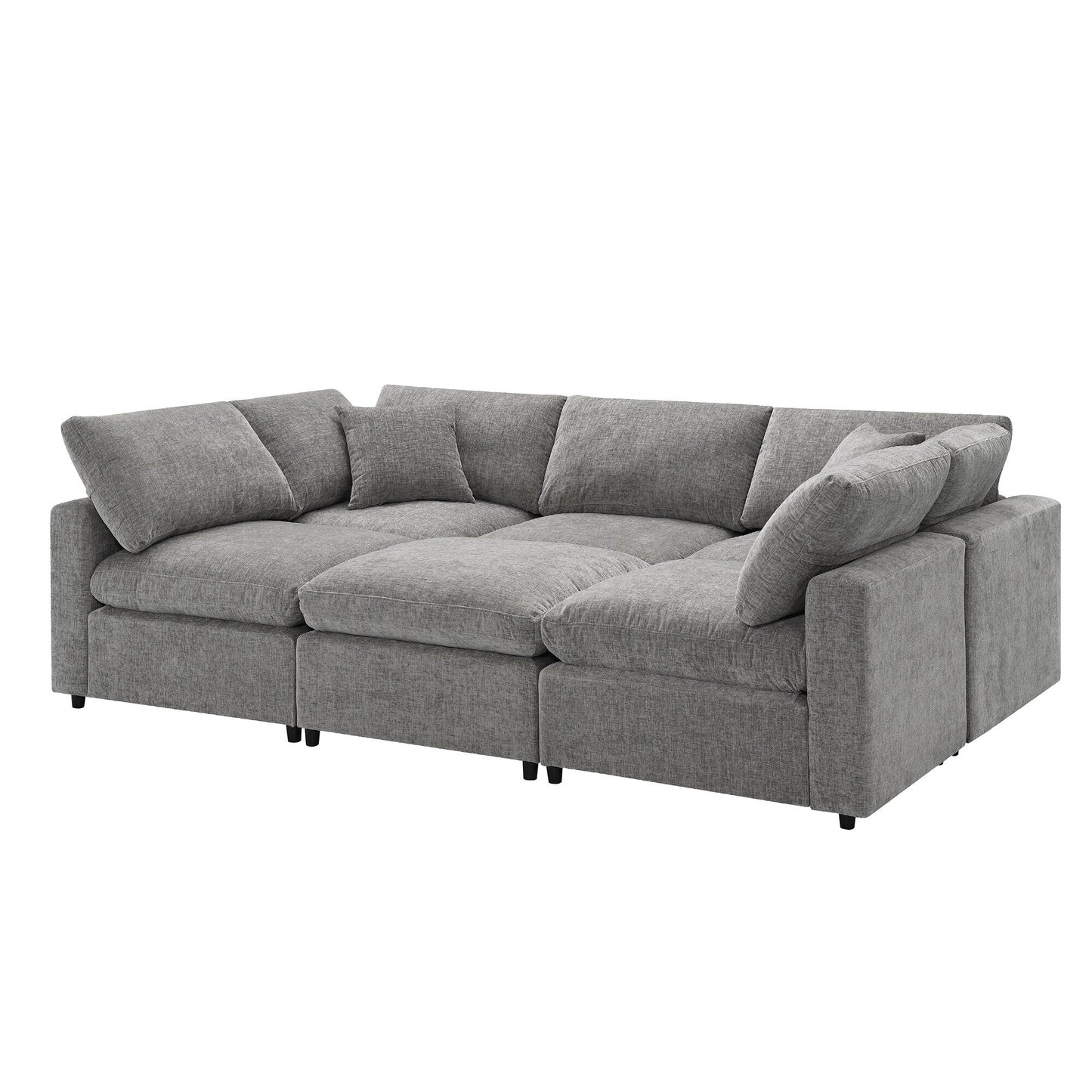 Modular Cloud Sofa Bed,Chenille Sectional Couch Set With Ottoman,Free Combination,Convertible U Shaped Sleeper Sofa