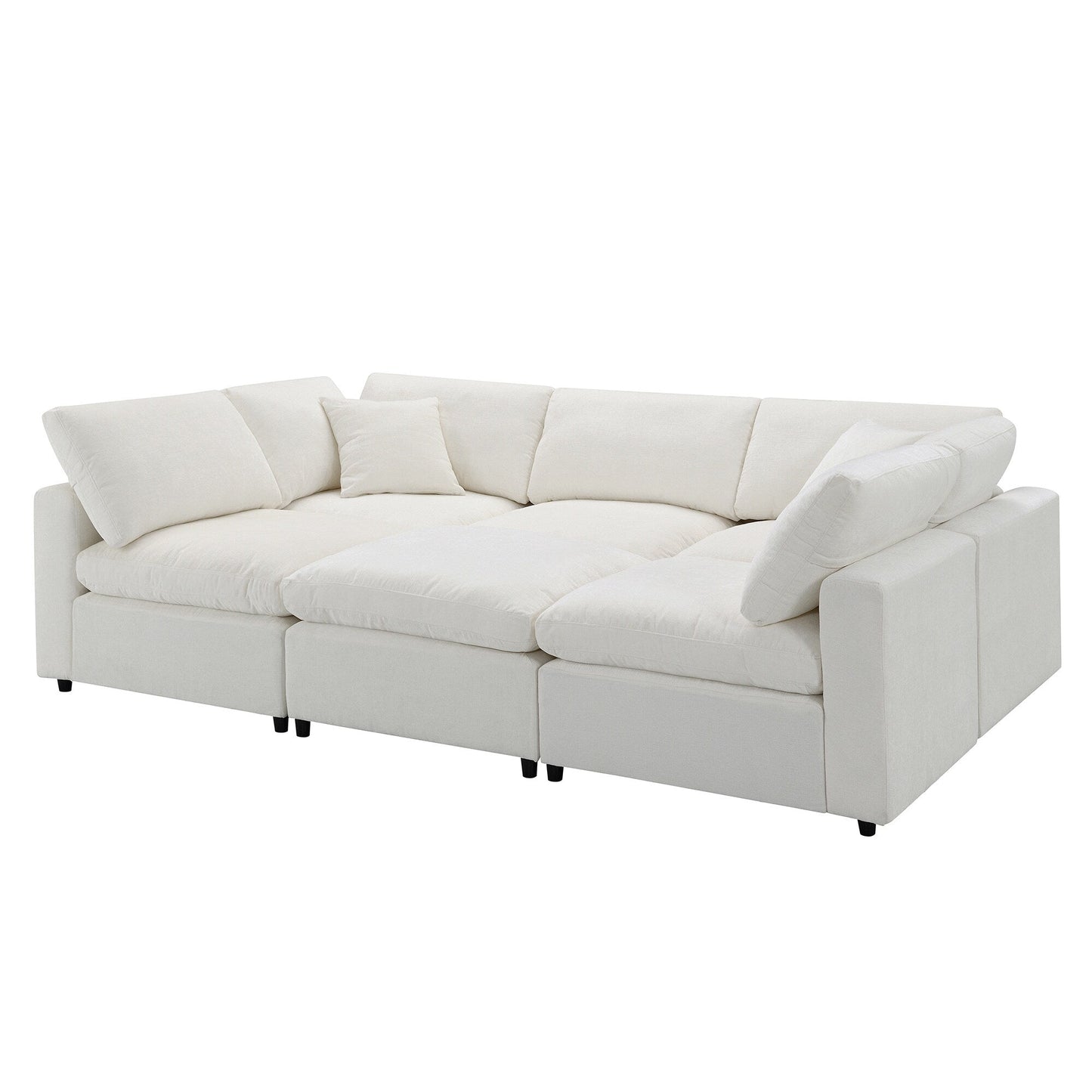 Modular Cloud Sofa Bed,Chenille Sectional Couch Set With Ottoman,Free Combination,Convertible U Shaped Sleeper Sofa