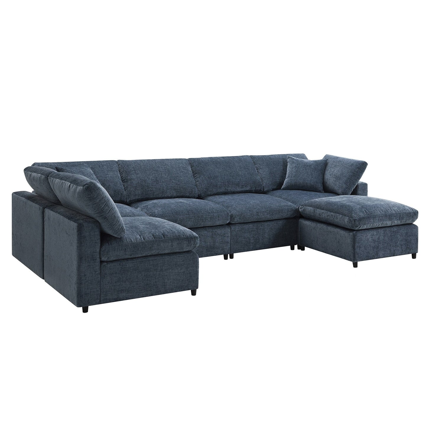 Modular Cloud Sofa Bed,Chenille Sectional Couch Set With Ottoman,Free Combination,Convertible U Shaped Sleeper Sofa