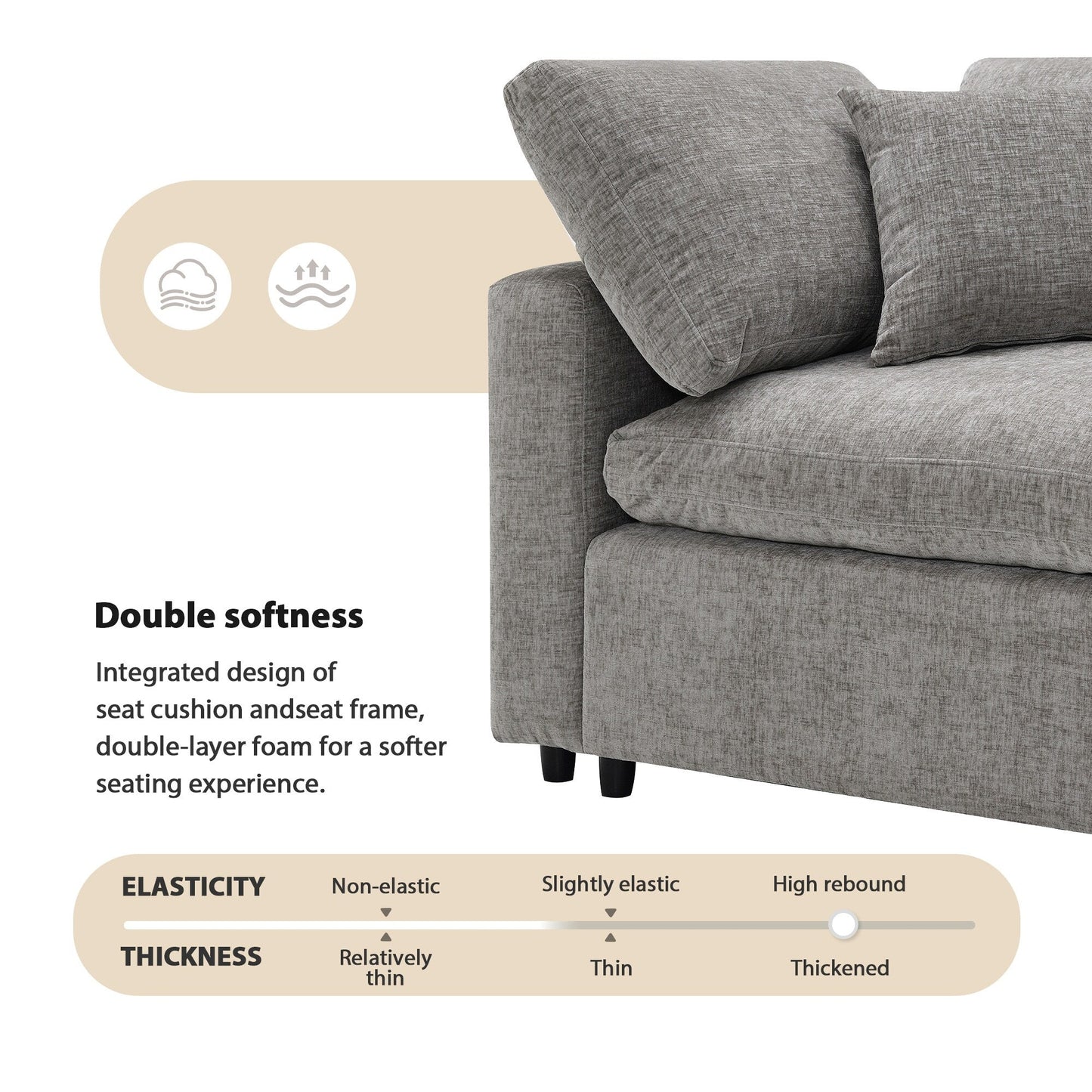 Modular Cloud Sofa Bed,Chenille Sectional Couch Set With Ottoman,Free Combination,Convertible U Shaped Sleeper Sofa