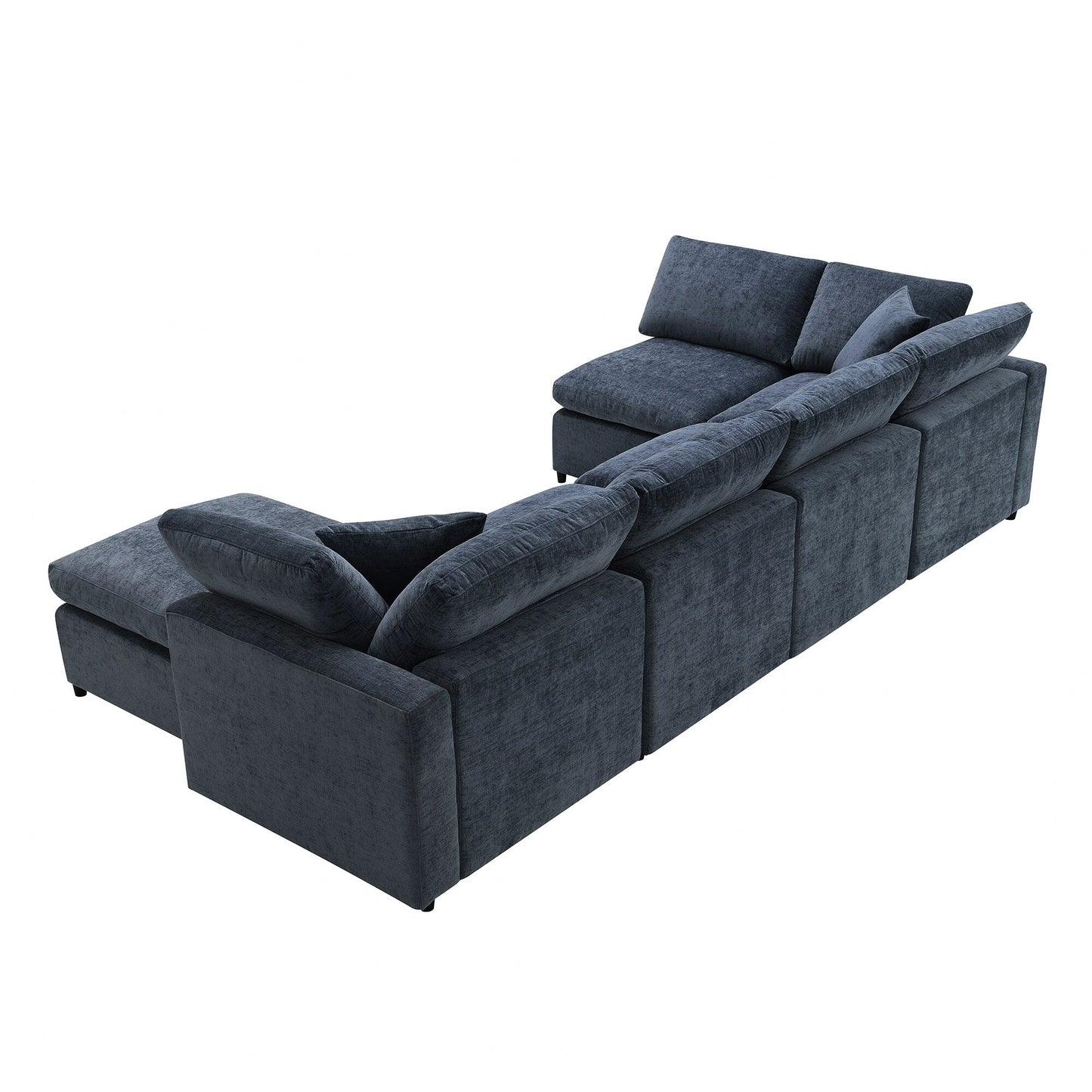Modular Cloud Sofa Bed,Chenille Sectional Couch Set With Ottoman,Free Combination,Convertible U Shaped Sleeper Sofa