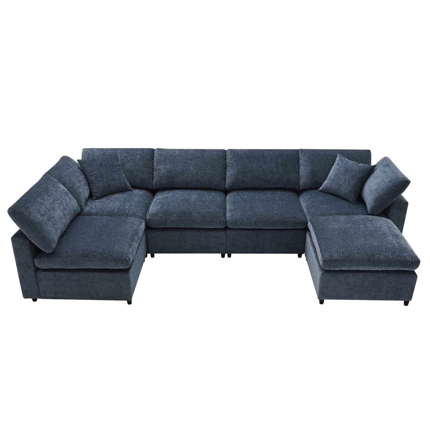 Modular Cloud Sofa Bed,Chenille Sectional Couch Set With Ottoman,Free Combination,Convertible U Shaped Sleeper Sofa