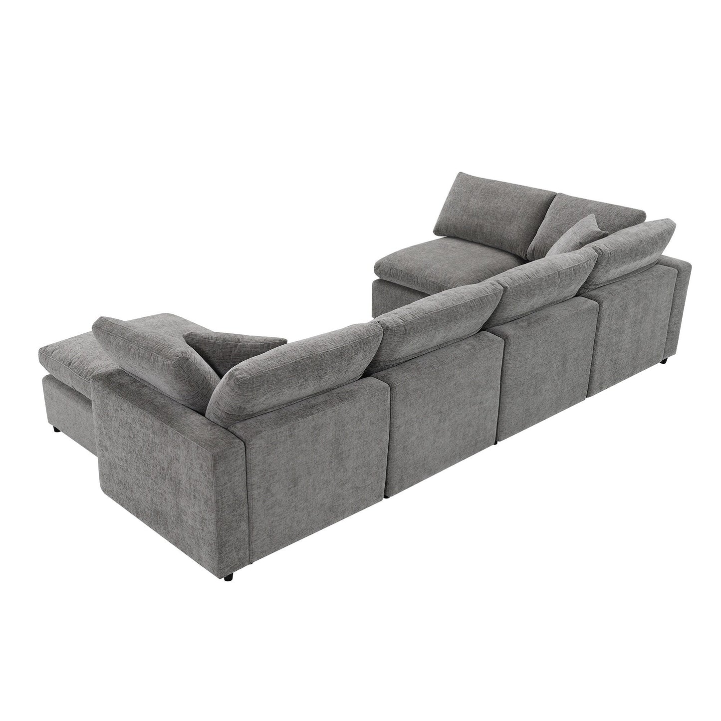 Modular Cloud Sofa Bed,Chenille Sectional Couch Set With Ottoman,Free Combination,Convertible U Shaped Sleeper Sofa