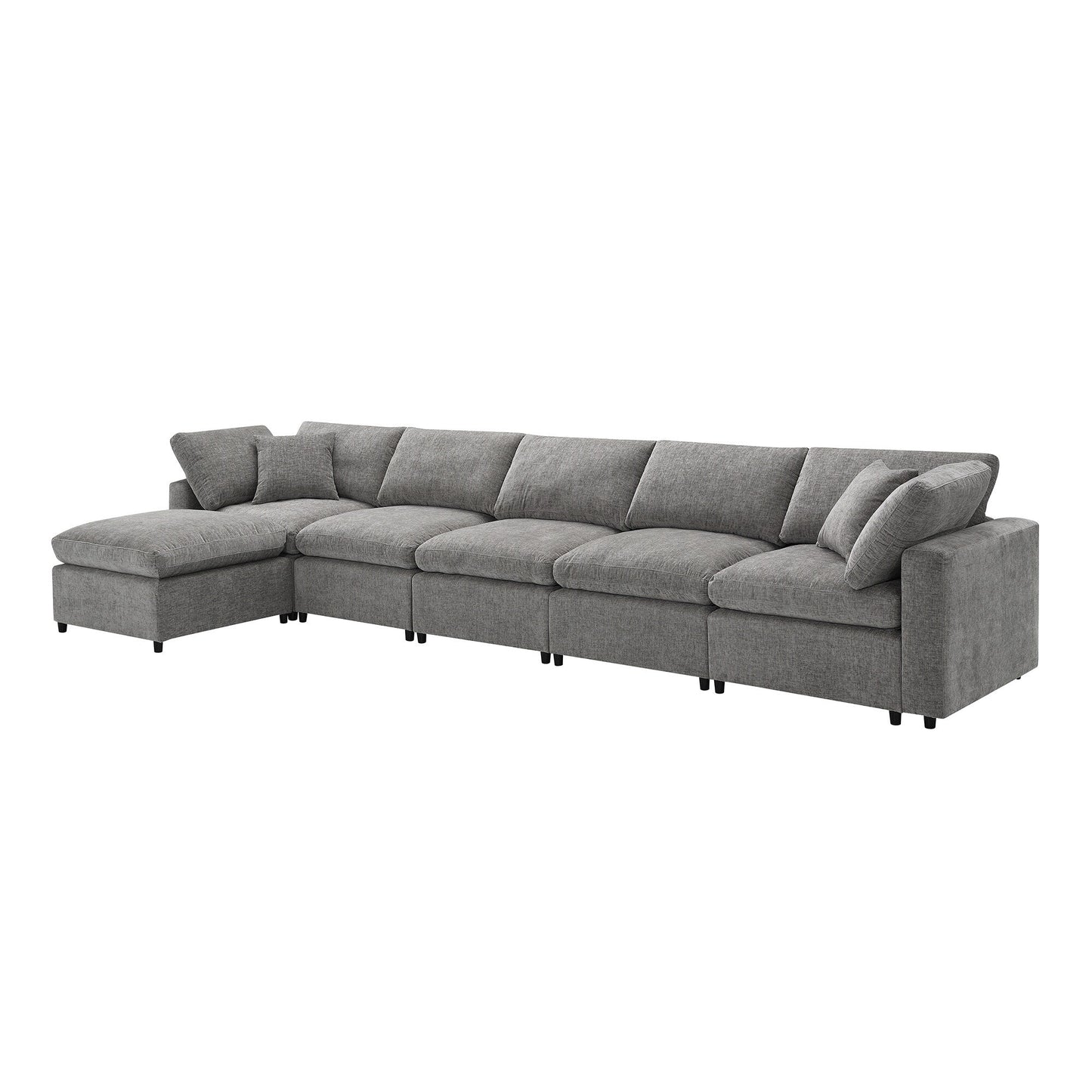 Modular Cloud Sofa Bed,Chenille Sectional Couch Set With Ottoman,Free Combination,Convertible U Shaped Sleeper Sofa