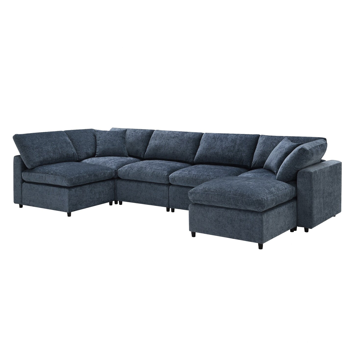 Modular Cloud Sofa Bed,Chenille Sectional Couch Set With Ottoman,Free Combination,Convertible U Shaped Sleeper Sofa