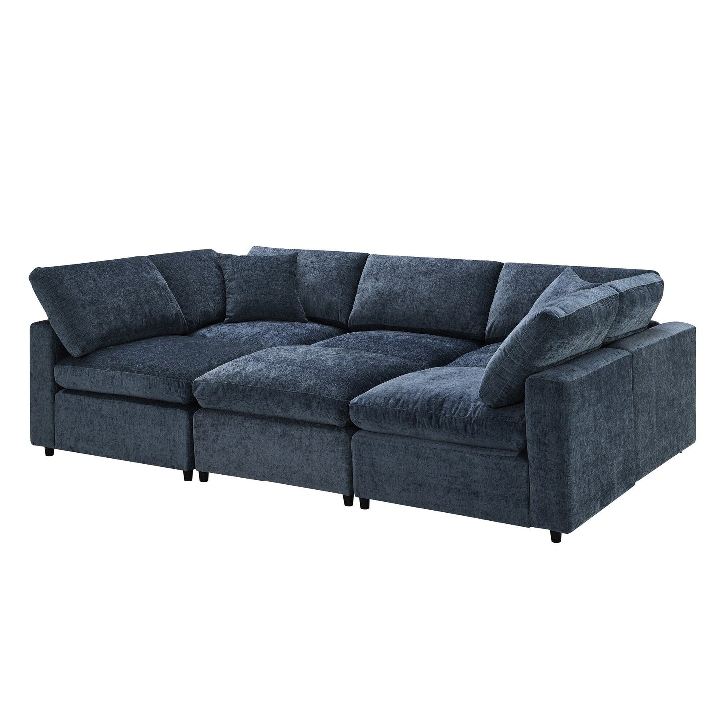 Modular Cloud Sofa Bed,Chenille Sectional Couch Set With Ottoman,Free Combination,Convertible U Shaped Sleeper Sofa