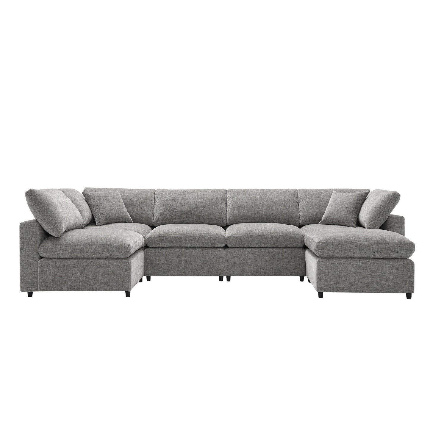 Modular Cloud Sofa Bed,Chenille Sectional Couch Set With Ottoman,Free Combination,Convertible U Shaped Sleeper Sofa